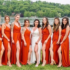 David’s Bridal Bridesmaid Dress. Burnt Orange. Sz 2.